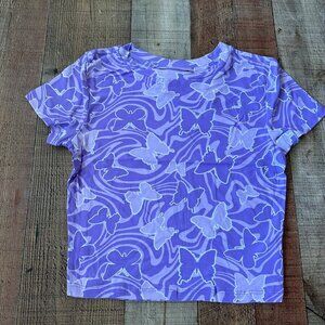 Streetwear Society Purple Butterfly Print Womens T-Shirt M Polyester & Spandex